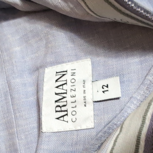 Armani Collection Linen Jacket • Swing Bubble Sleeve • Size 12 • Baby Blue - Picture 4 of 16